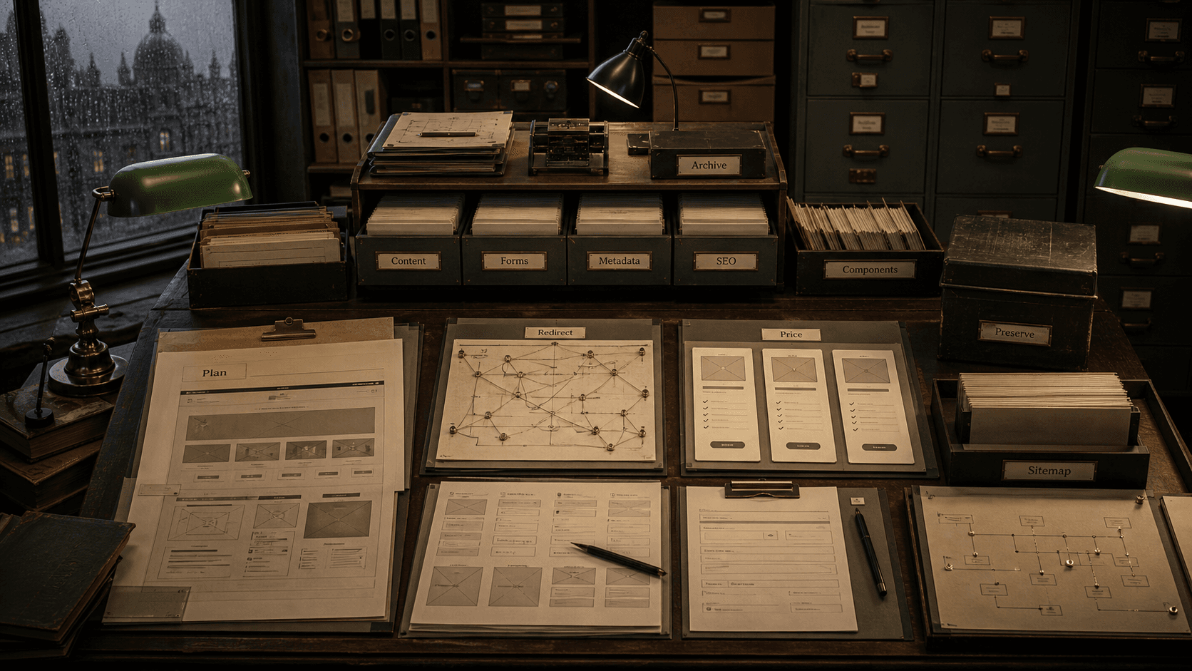 Organised studio archive of content, forms, metadata, SEO, components, redirects, pricing, and sitemap planning artifacts.