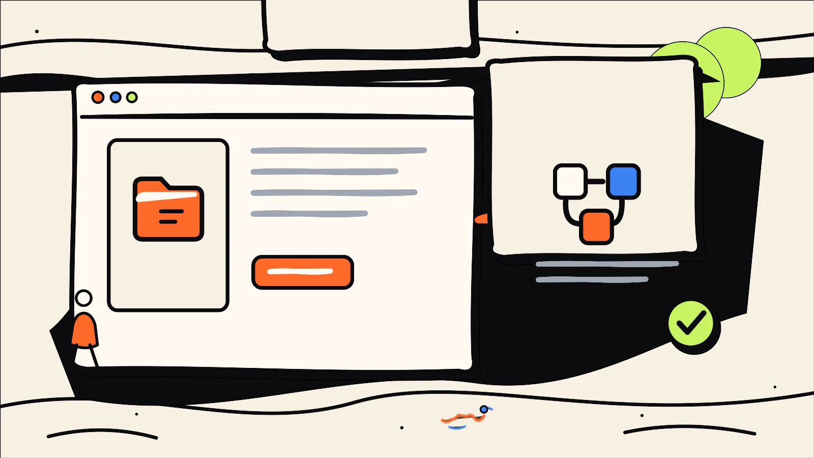 Hand-drawn editorial illustration supporting Brand Identity Handover: Files, Rights and Ownership to Clarify, using the 760 Studios ink, warm paper and bright accent colour style.