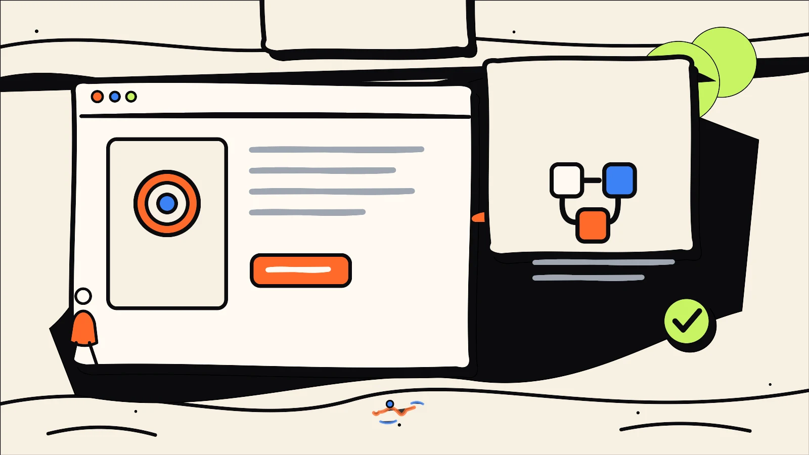 Hand-drawn editorial illustration supporting How to Write a Brand Positioning Statement: A Practical Template, using the 760 Studios ink, warm paper and bright accent colour style.