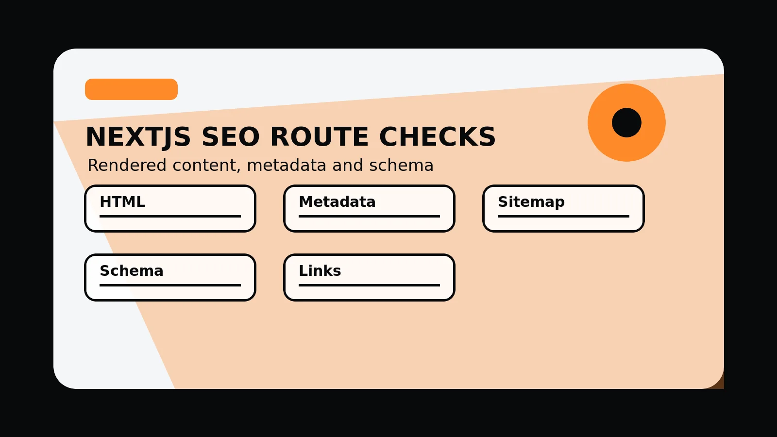 Original editorial image for Next.js SEO Checklist For Marketing Websites, with an abstract next.js composition in the 760 Studios black, white and orange visual style.