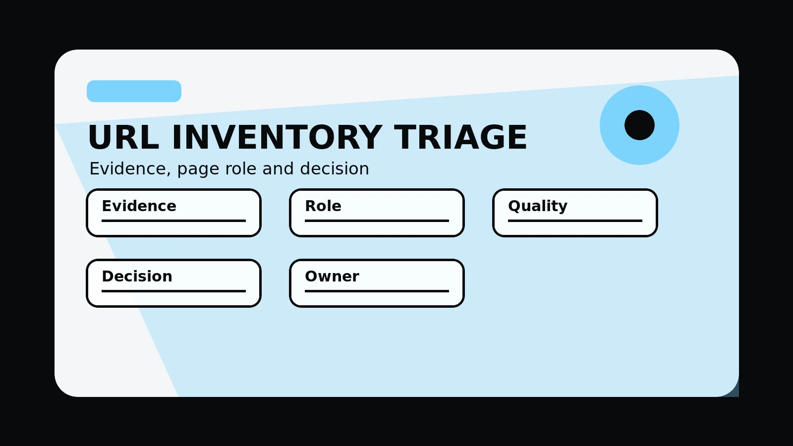 Original editorial image for URL Inventory: Keep, Improve, Merge, Redirect Or Remove, with an abstract redesign composition in the 760 Studios black, white and orange visual style.