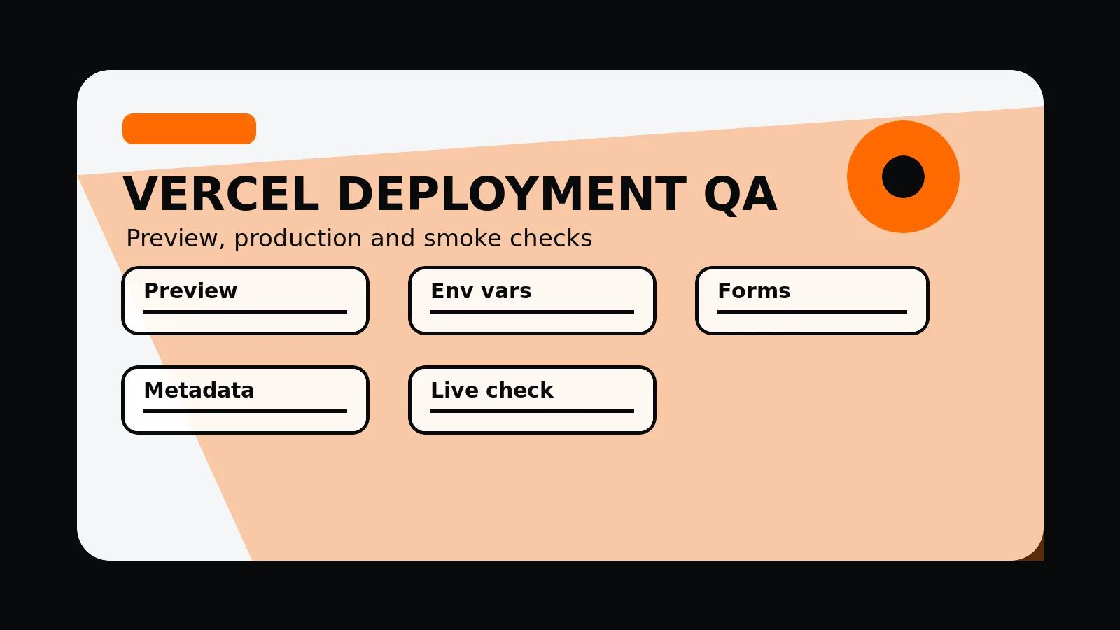 Original editorial image for Vercel Deployment QA Checklist For Business Websites, with an abstract next.js composition in the 760 Studios black, white and orange visual style.