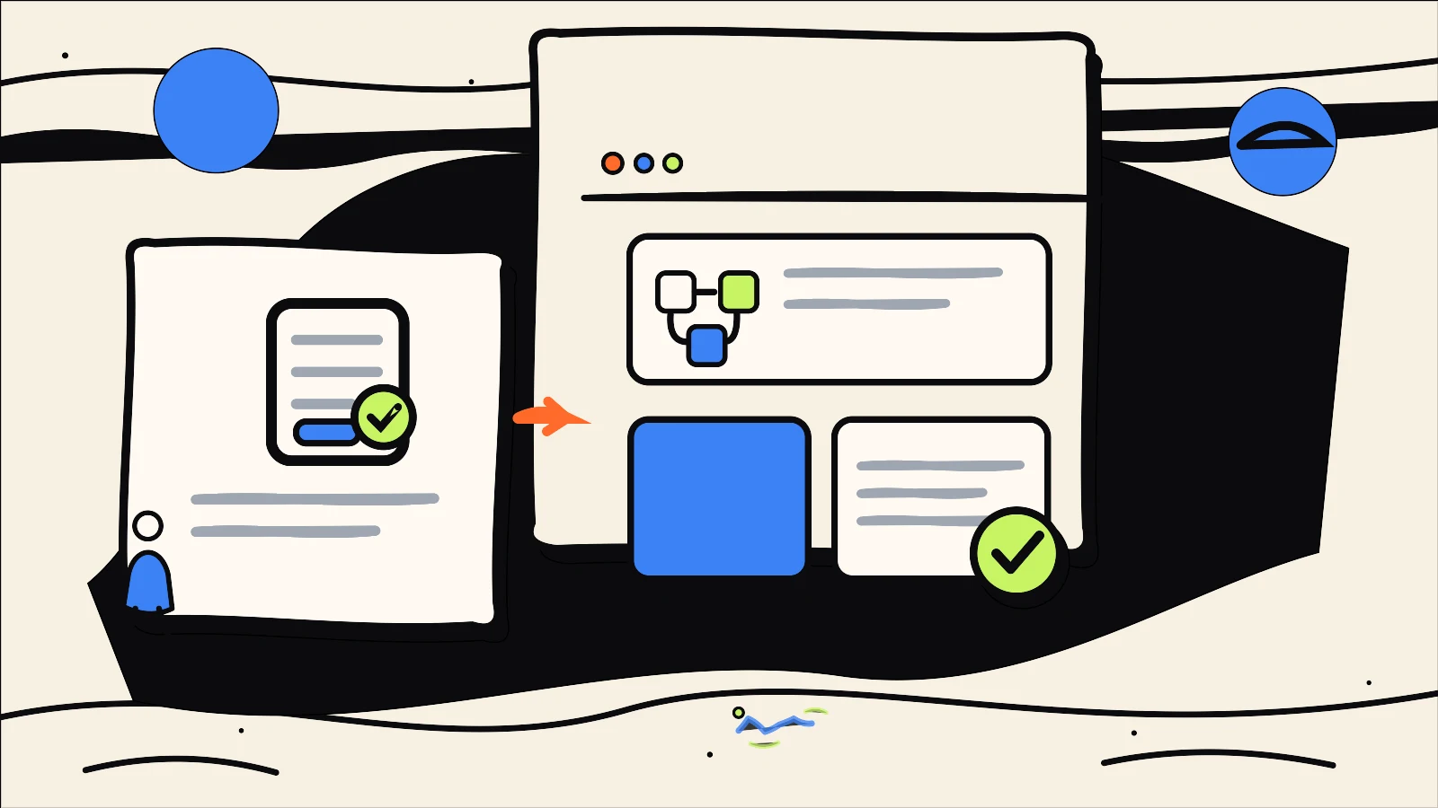 Hand-drawn editorial illustration supporting Website Form to CRM Routing: Plan the Lead Handover, using the 760 Studios ink, warm paper and bright accent colour style.