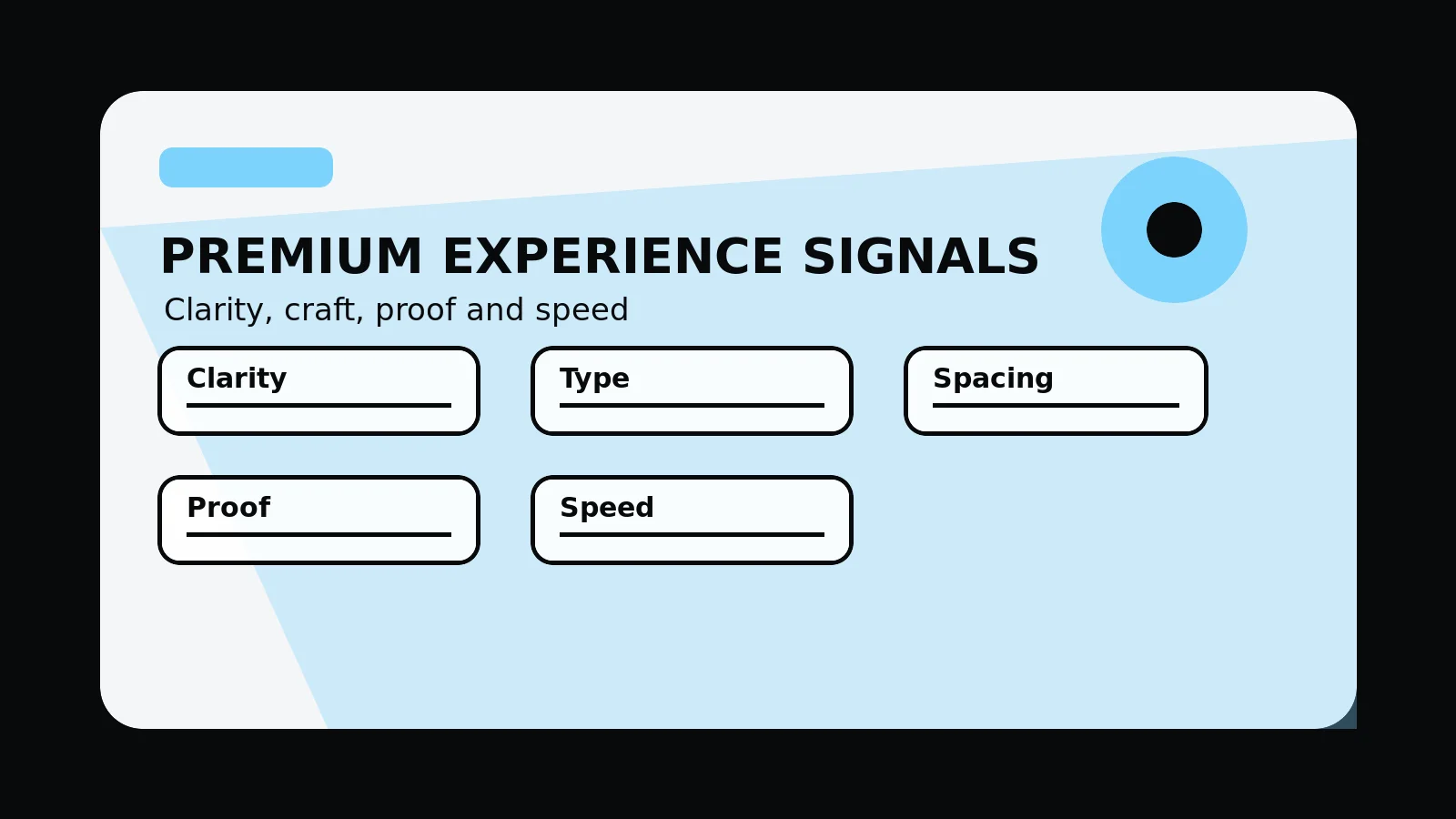 Original editorial image for What Makes A Website Feel High-end?, with an abstract high-end design composition in the 760 Studios black, white and orange visual style.