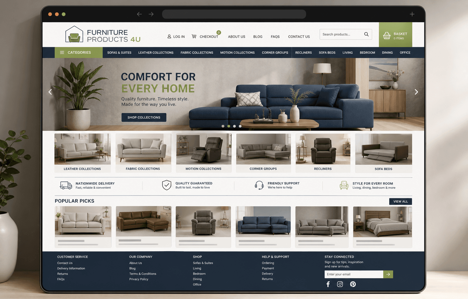 Project presentation for the Furniture Products 4U client website project.